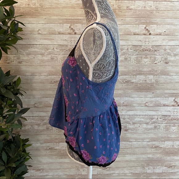 Free People Blue Black Floral Tank Small - Picture 6 of 10